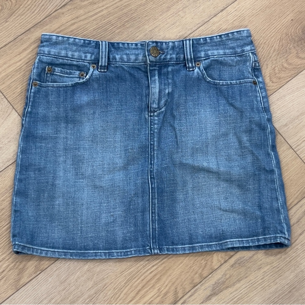 J. Crew Medium Wash Denim Womens Mini Skirt in Blue Size 4